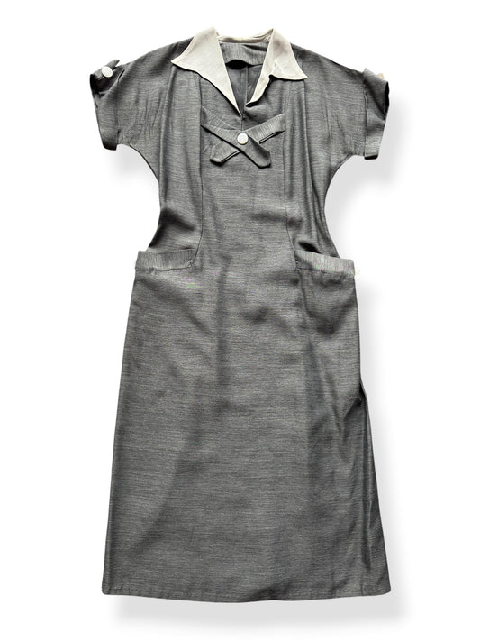 Front of Vintage Mid Century Pointed Collar Fit & Flare Dress SZ M
