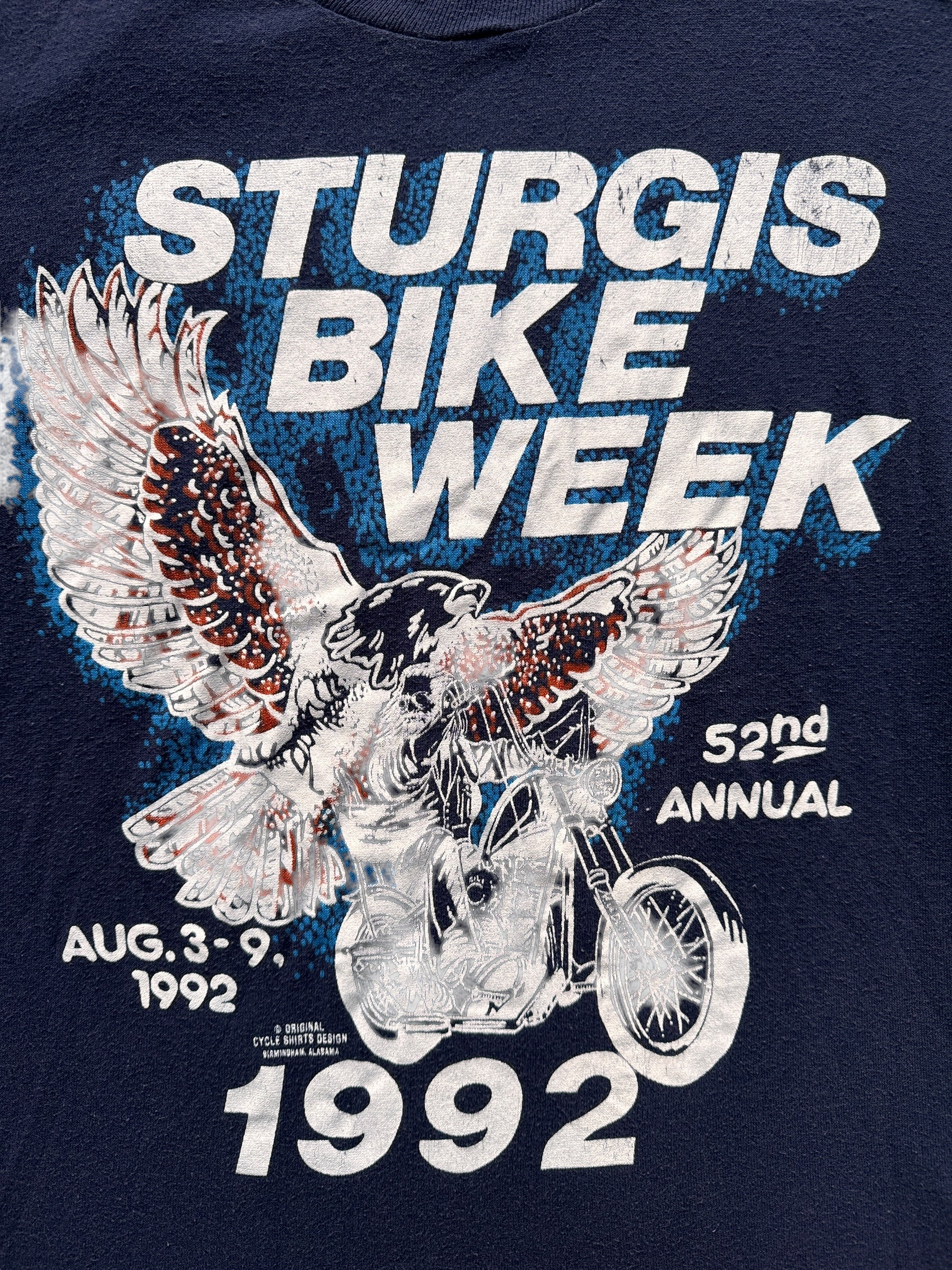 Front Graphic of Vintage 1992 Sturgis Bike Week Tee SZ M