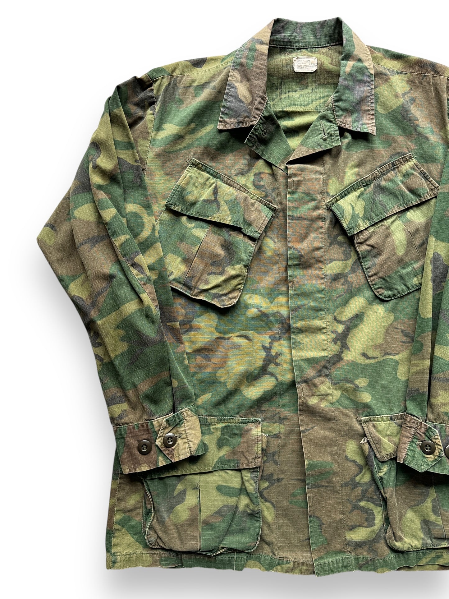 front right of Vintage Ripstop Camo Vietnam Military Coat SZ S