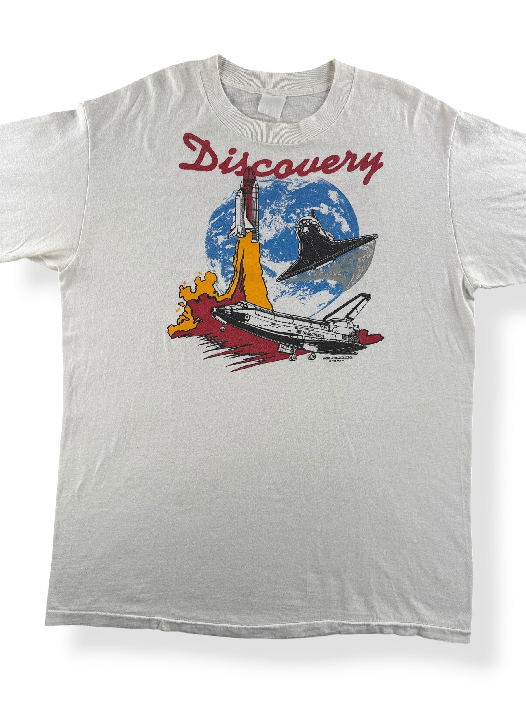 Front Close Up of Vintage Discovery Space Shuttle Tee SZ XL