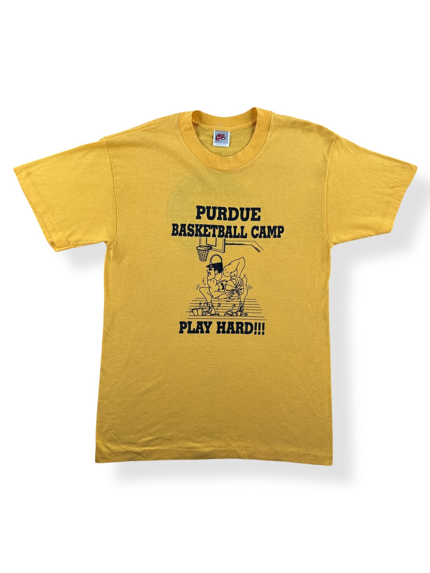 Front of Vintage Nike Grey Tag Purdue Basketball Camp Tee SZ L (Fits M)