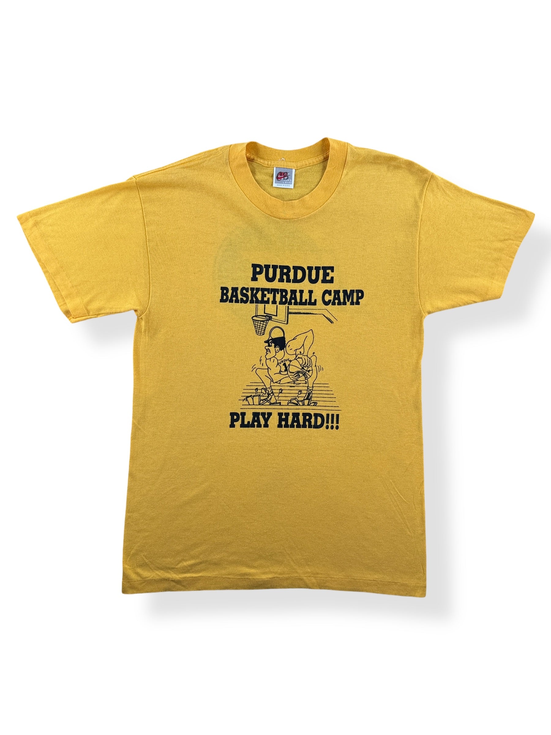 Front of Vintage Nike Grey Tag Purdue Basketball Camp Tee SZ L (Fits M)