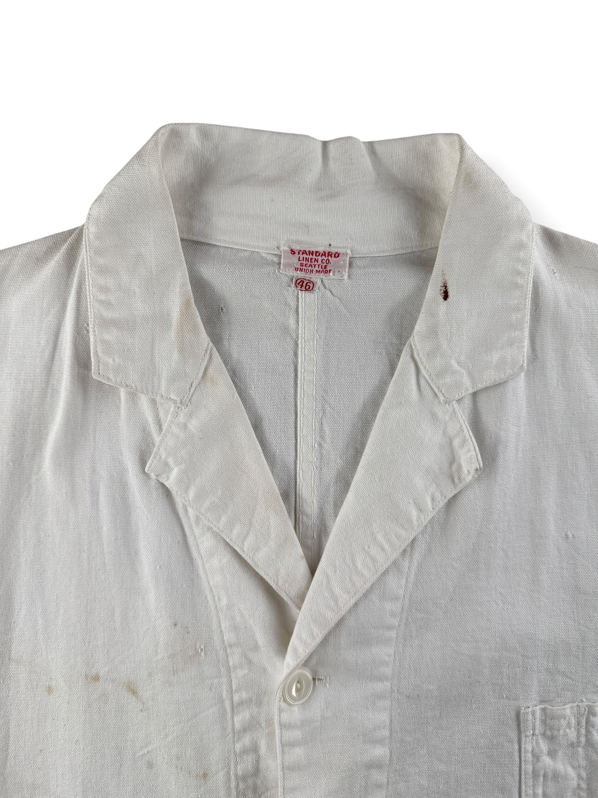 Collar on Vintage Standard Linen Co Shop Coat SZ 46