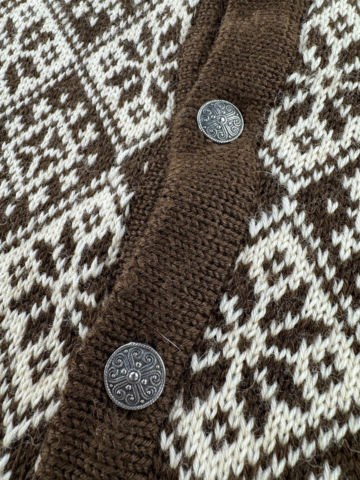 Buttons on Vintage Dale Of Norway Brown Cardigan SZ XL (Fits M)