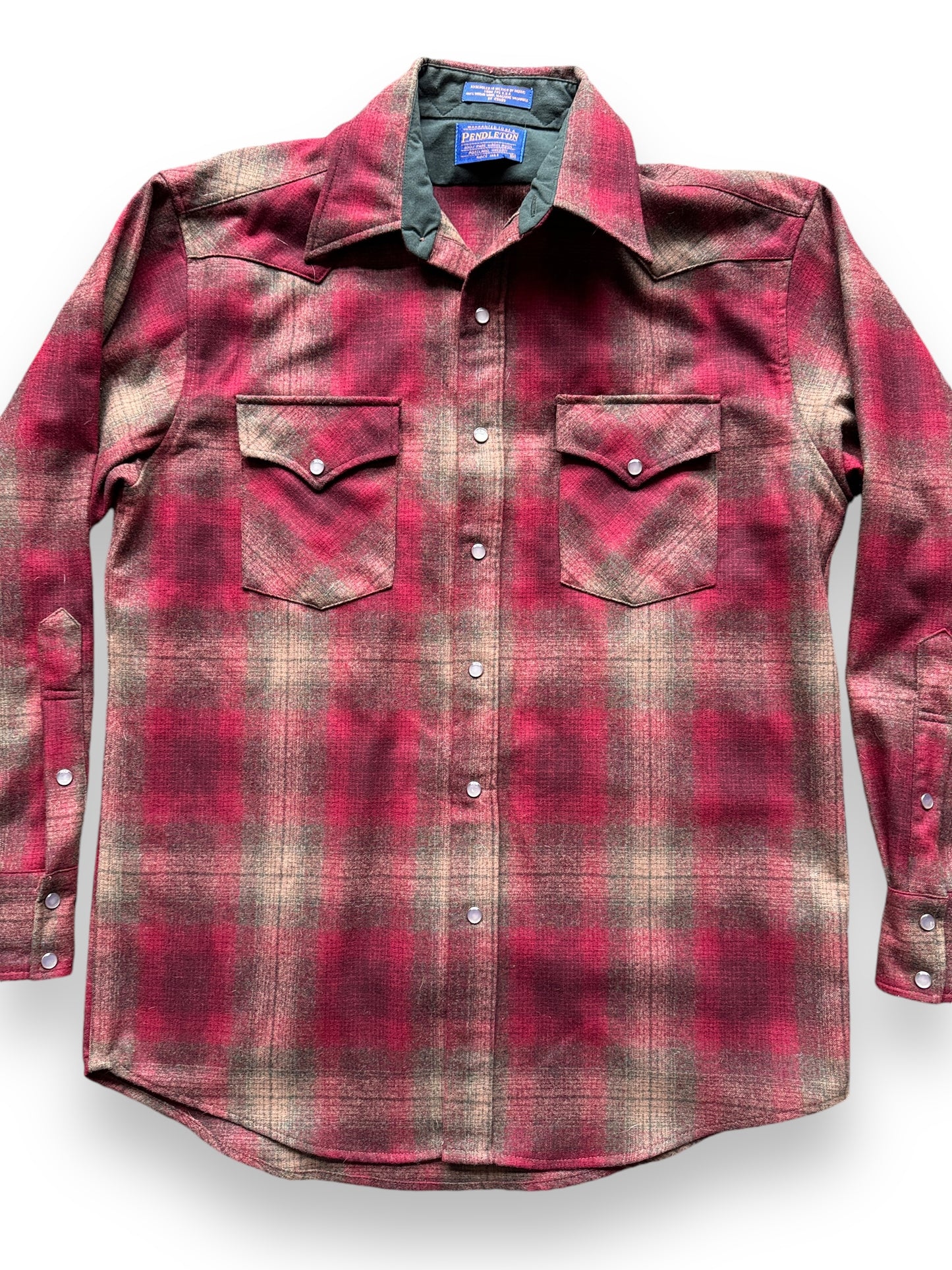 front close up of Vintage Pendleton Shadowplaid Western Flannel SZ M