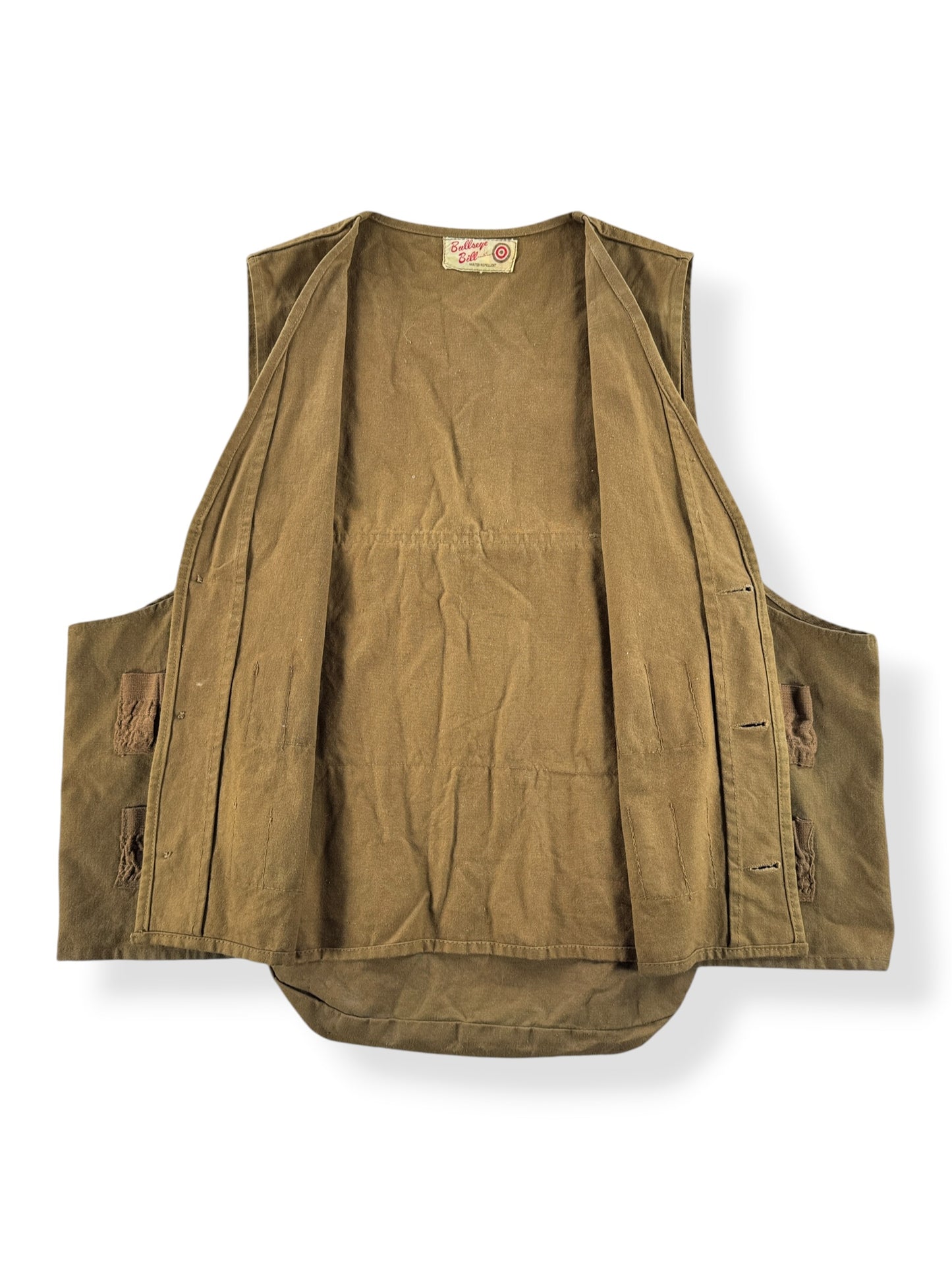 Inside of Vintage Bullseye Bill Hunting Vest SZ XL