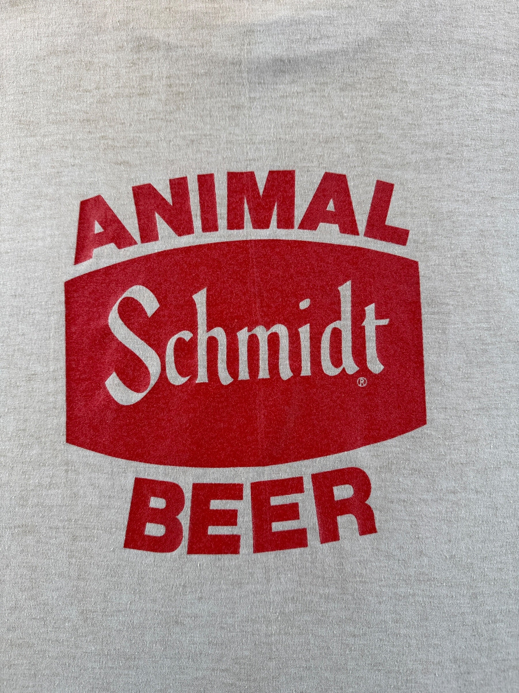 Back Graphic of Vintage Get Schmidt Faced Beer Tee SZ L (Fits M)