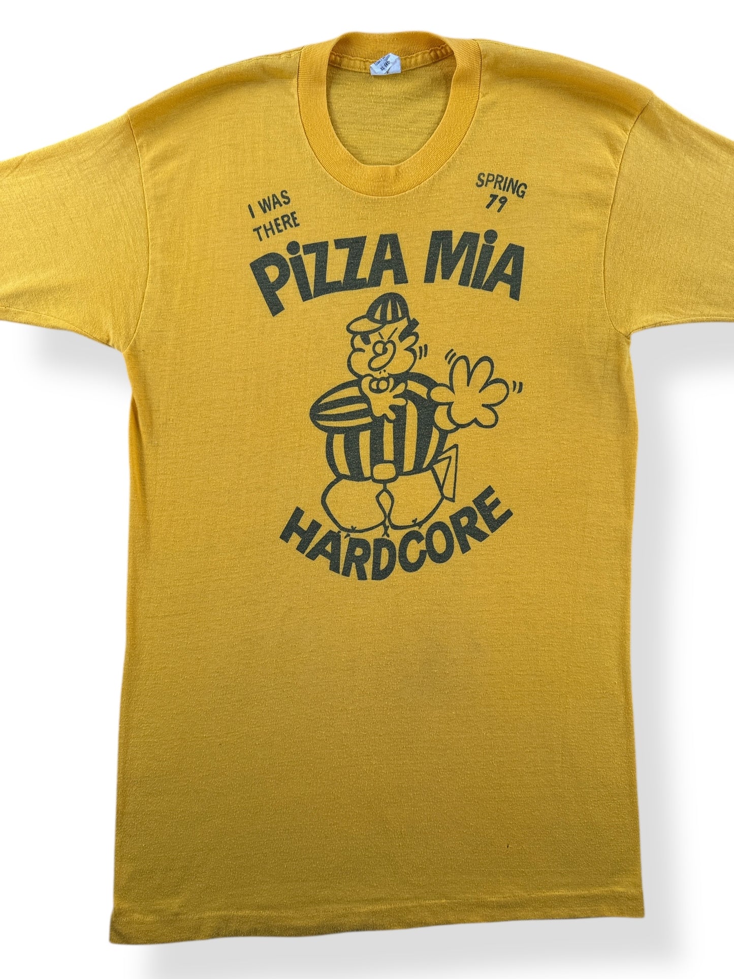 Front Close Up of Vintage 1979 Casa Mia Pizza Tee SZ XL (Fits S)