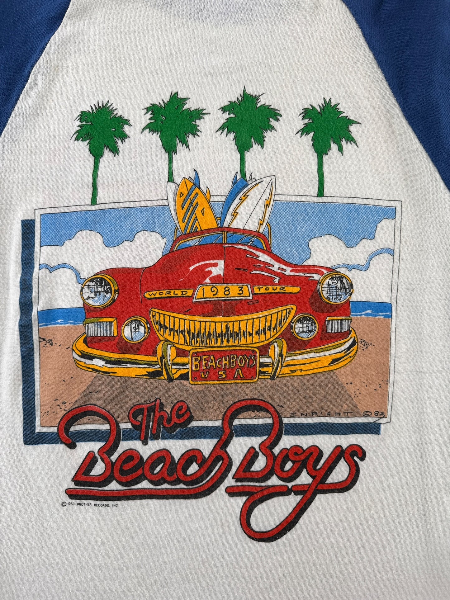 Back Graphic of Vintage 1983 The Beach Boys Baseball Tee SZ M (Fits XS/S)