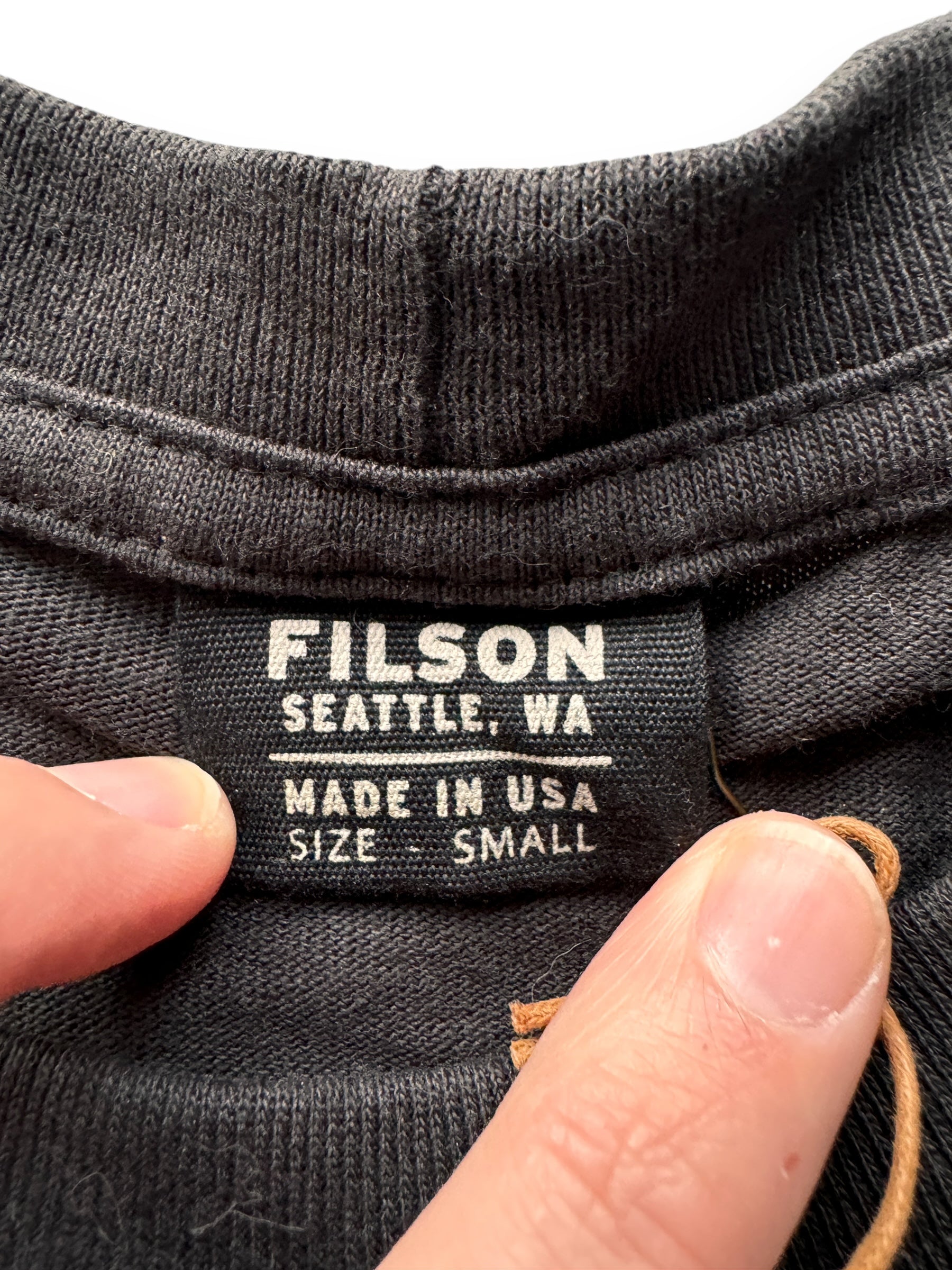 tag on NWT Black Filson Eagle Tee SZ S