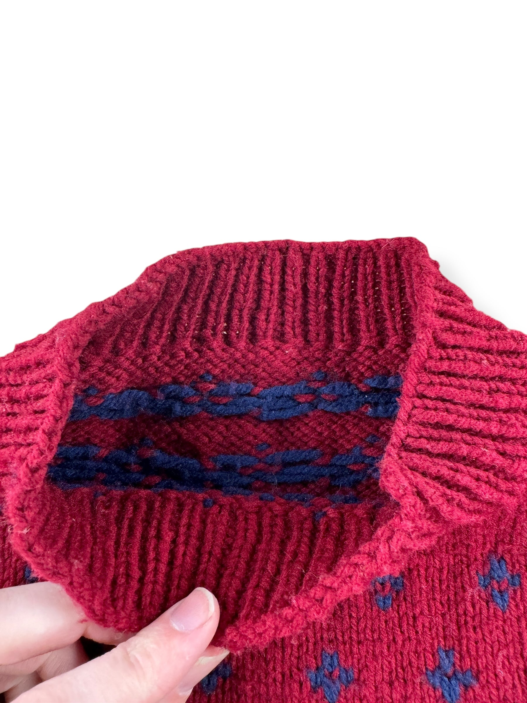 Collar on Vintage Festive Knit Wool Sweater SZ M