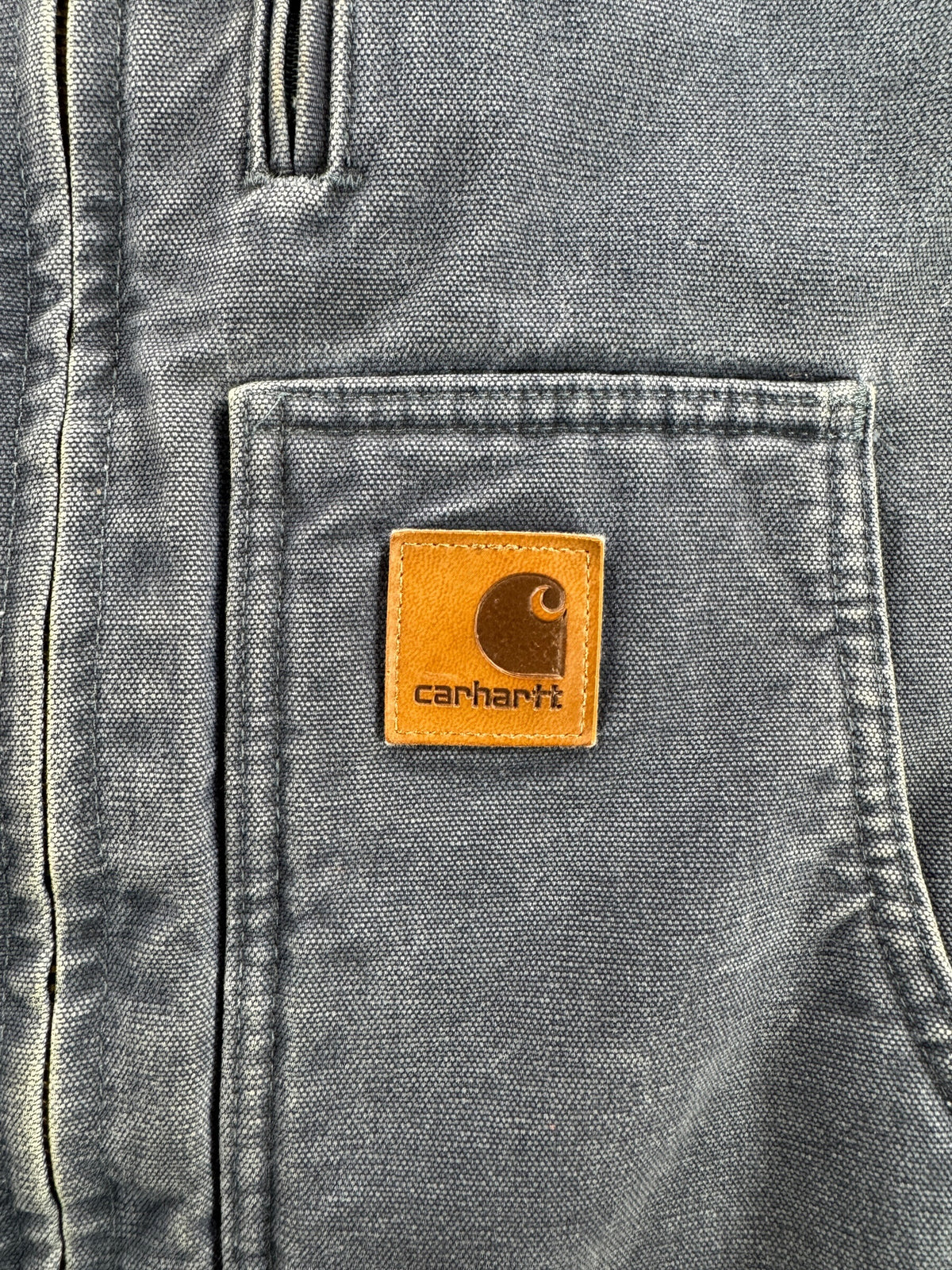 Carhartt patch on Vintage Faded Blue Carhartt Arctic Jacket SZ L