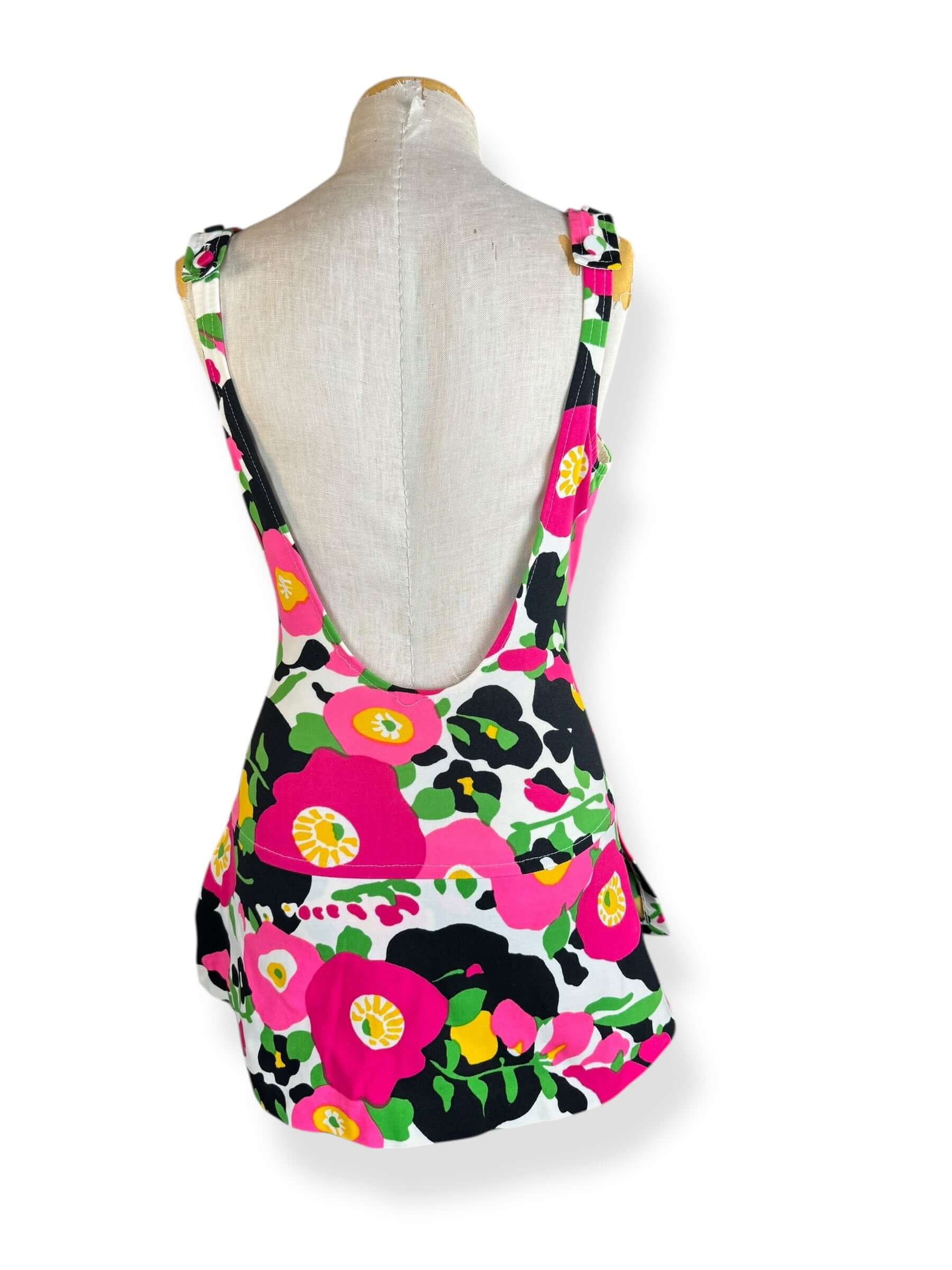 Back of 1960s Vibrant Floral Roxanne Bathing Suit S-L