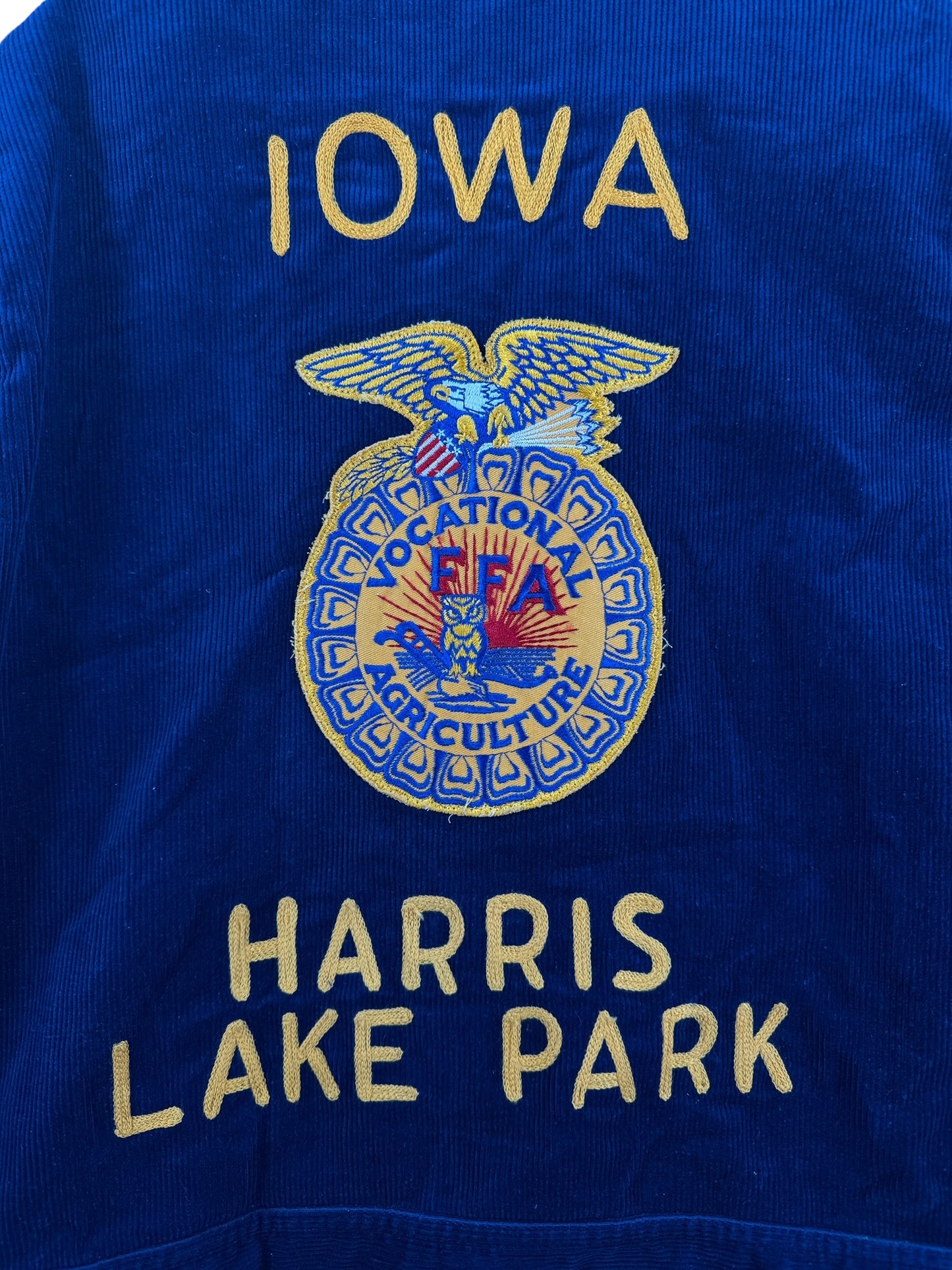 Back Patch on Vintage Harris Lake Park Iowa FFA Jacket SZ S