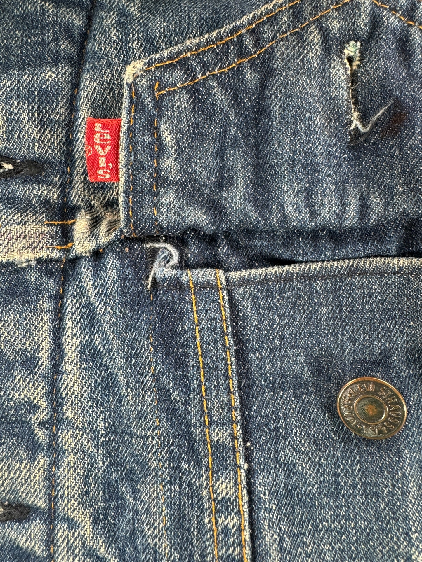 Underside of Pocket on Vintage Levis Blanket Lined 2 Pocket Thrasher Jacket SZ L AS IS