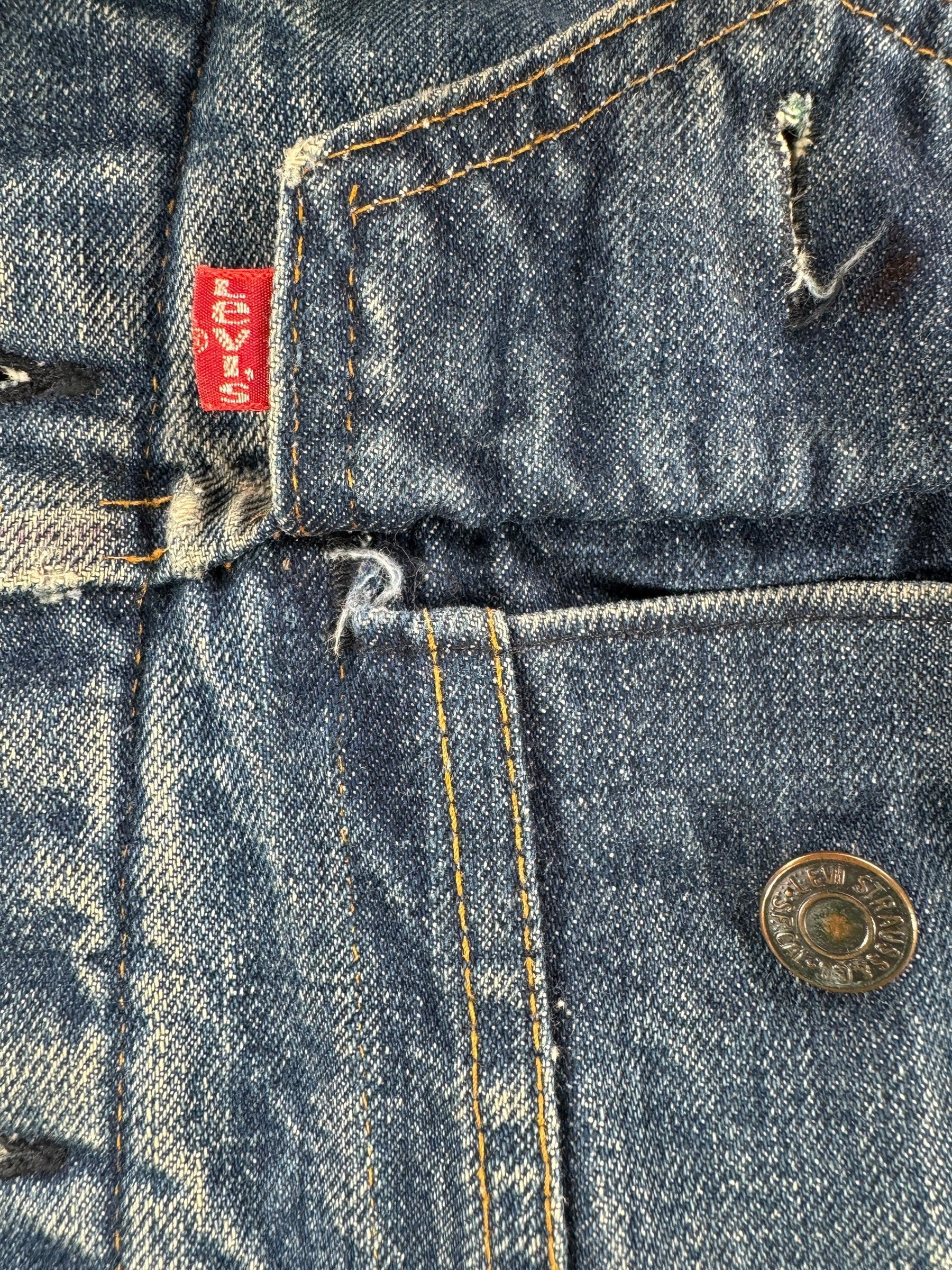Underside of Pocket on Vintage Levis Blanket Lined 2 Pocket Thrasher Jacket SZ L AS IS