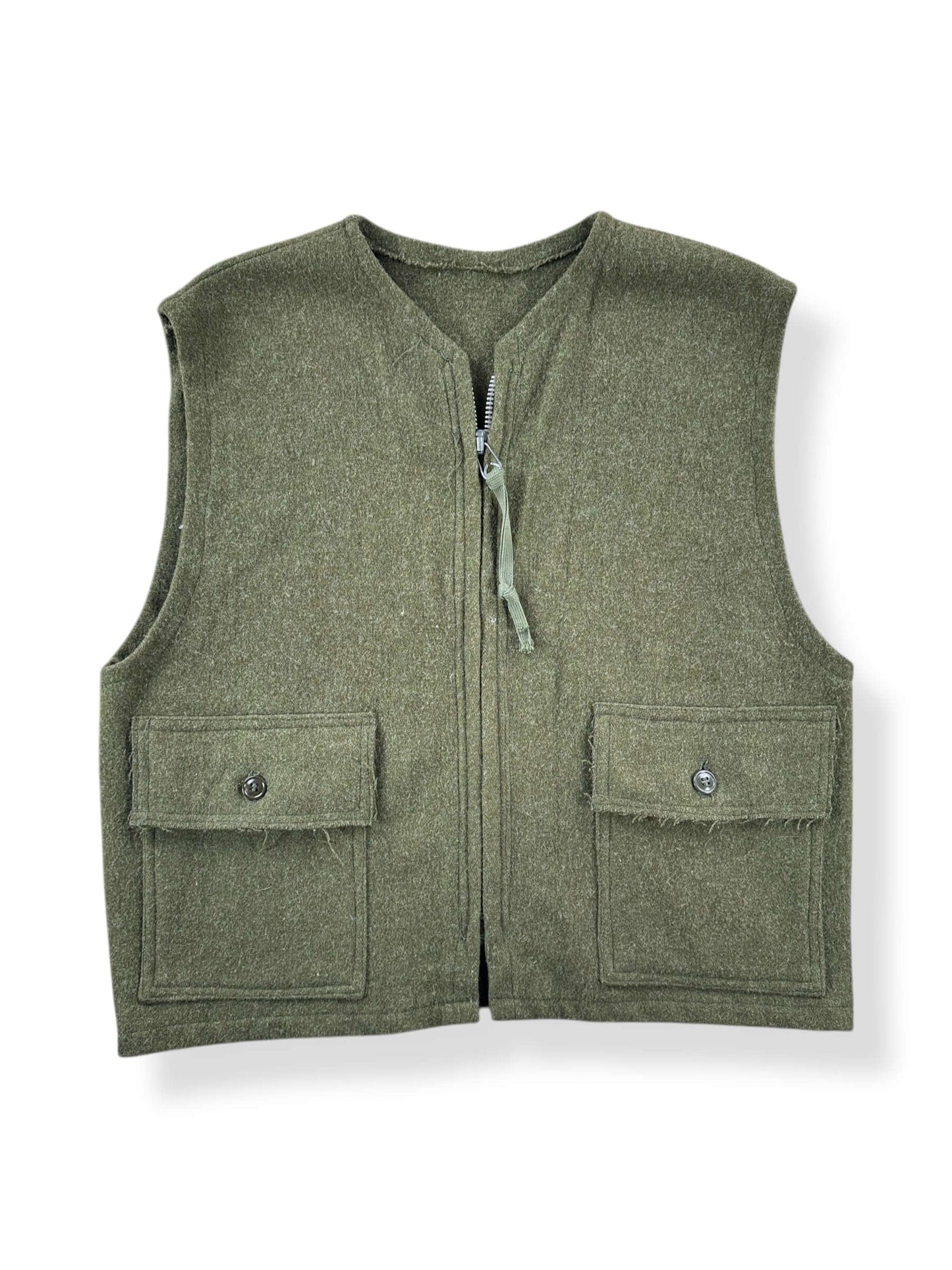 Front of Vintage Handmade Mackinaw Wool Zip Up Vest SZ L