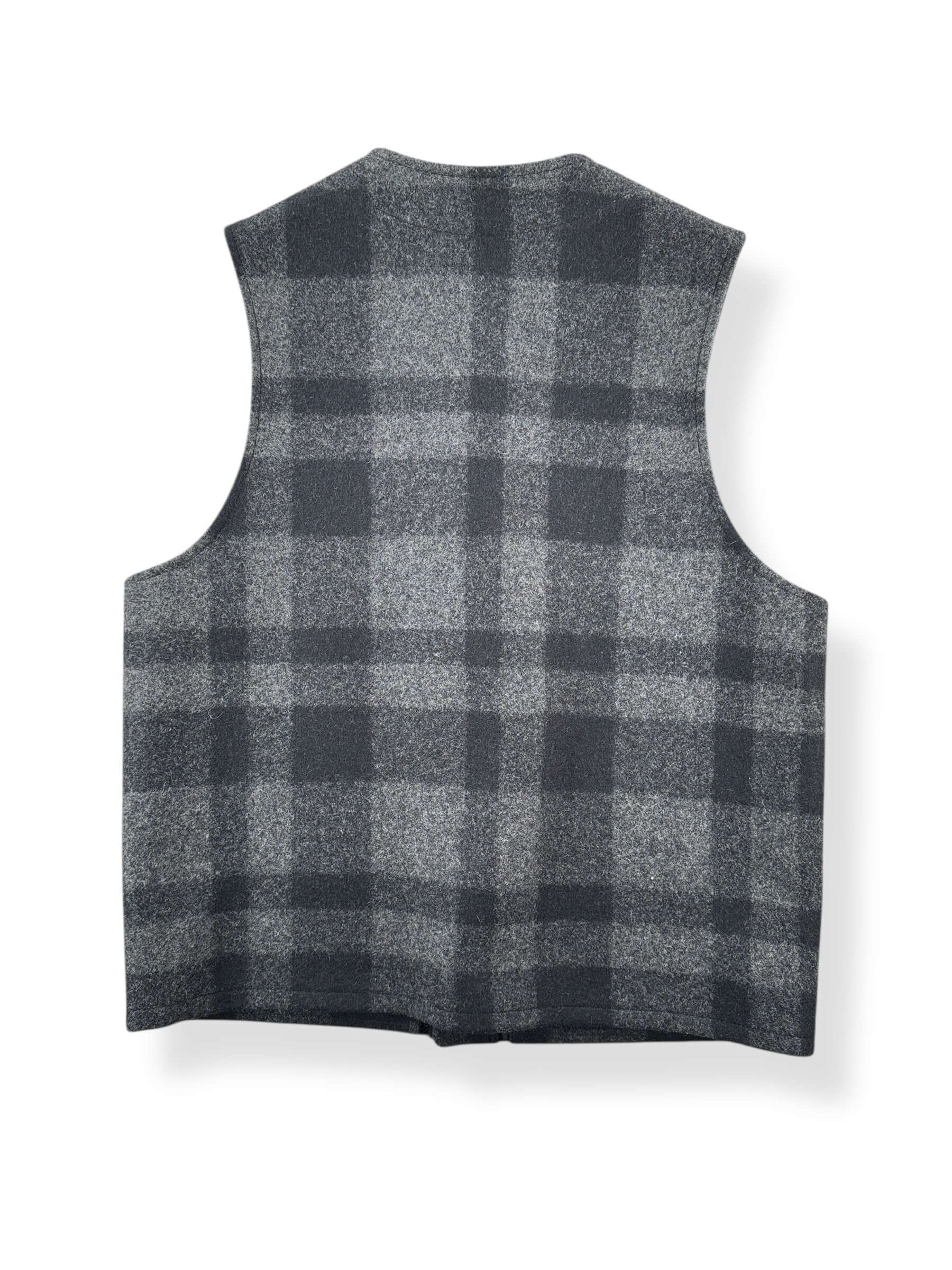 Back of Vintage Filson Charcoal Plaid Mackinaw Vest SZ M