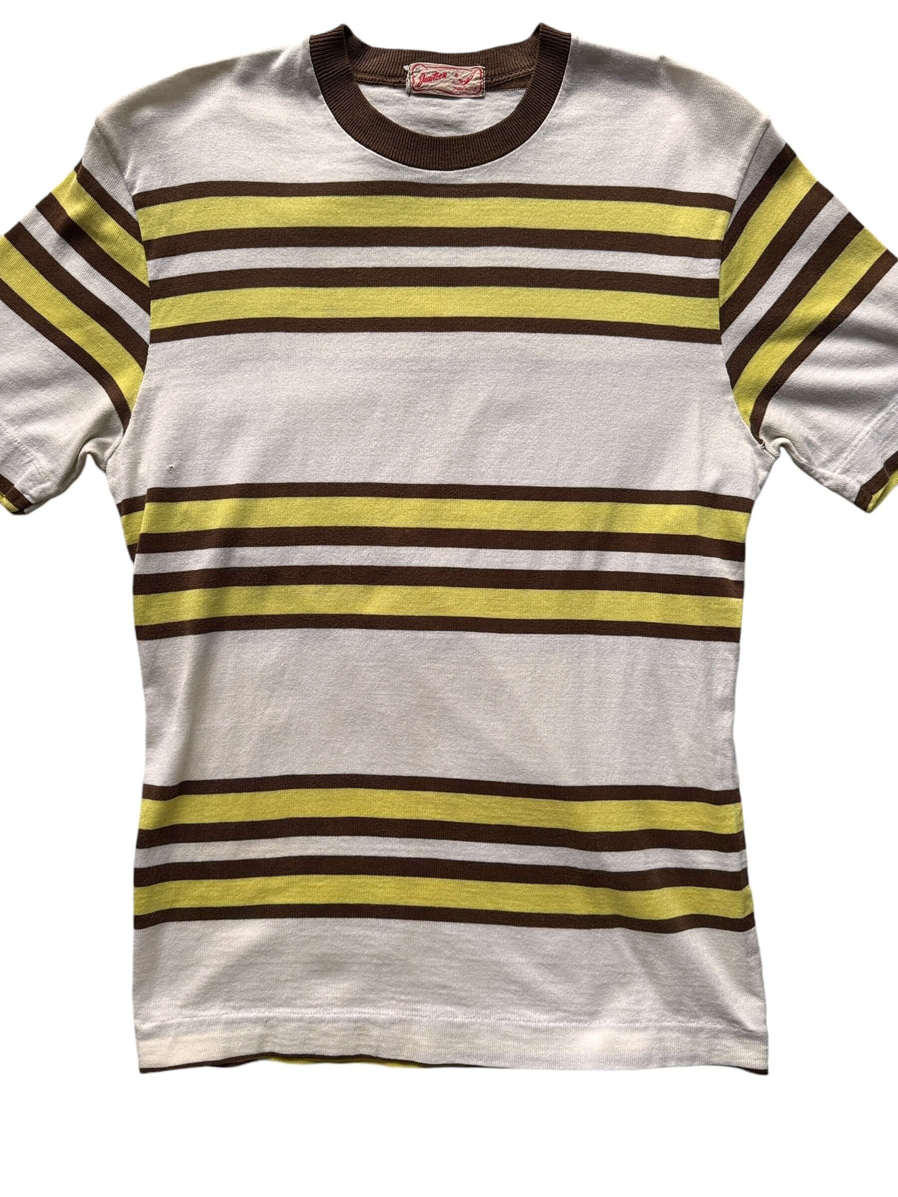 Front Detail on Vintage 1940s Jantzen Striped Cotton Tee Size M