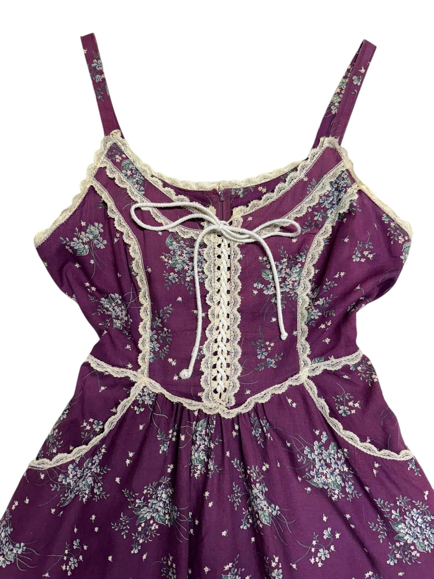 Chest view of 1970s Purple Gunne Sax Sundress S