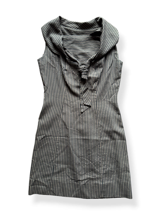 Front of Vintage 1960s Mary Mason Striped Sailor Collar Dress SZ M