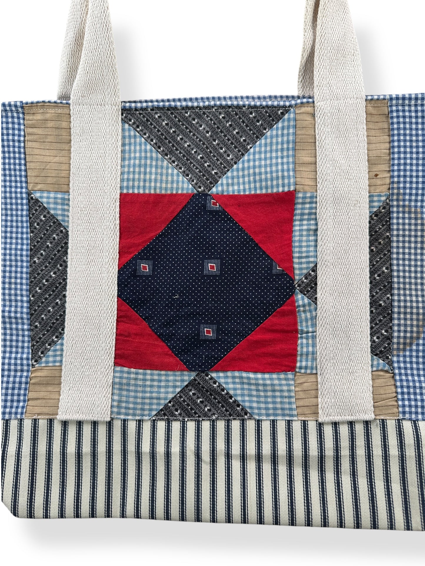 Side A Close Up of Archive Craft X Barn Owl Vintage Quilt Tote Bag