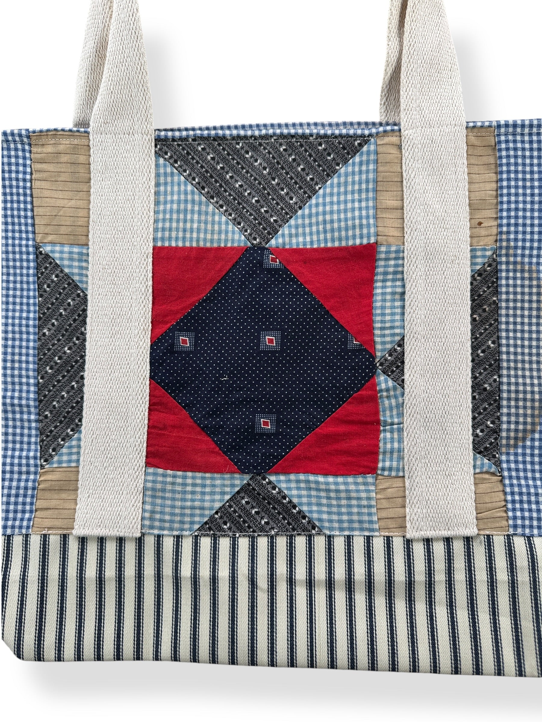 Side A Close Up of Archive Craft X Barn Owl Vintage Quilt Tote Bag