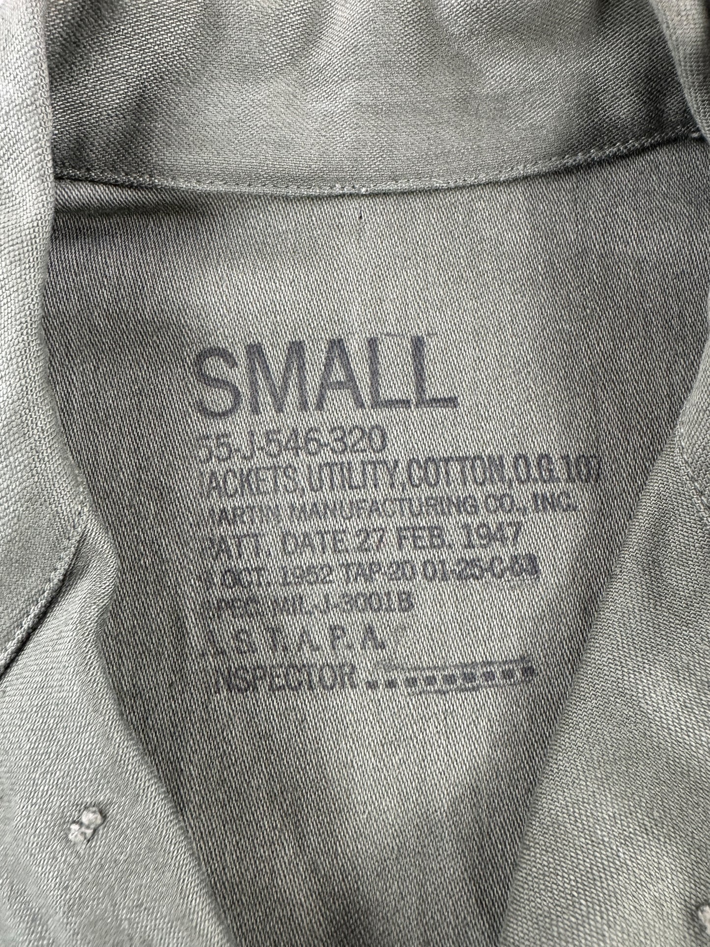 Size on Vintage Korean War OG 107 Top SZ S