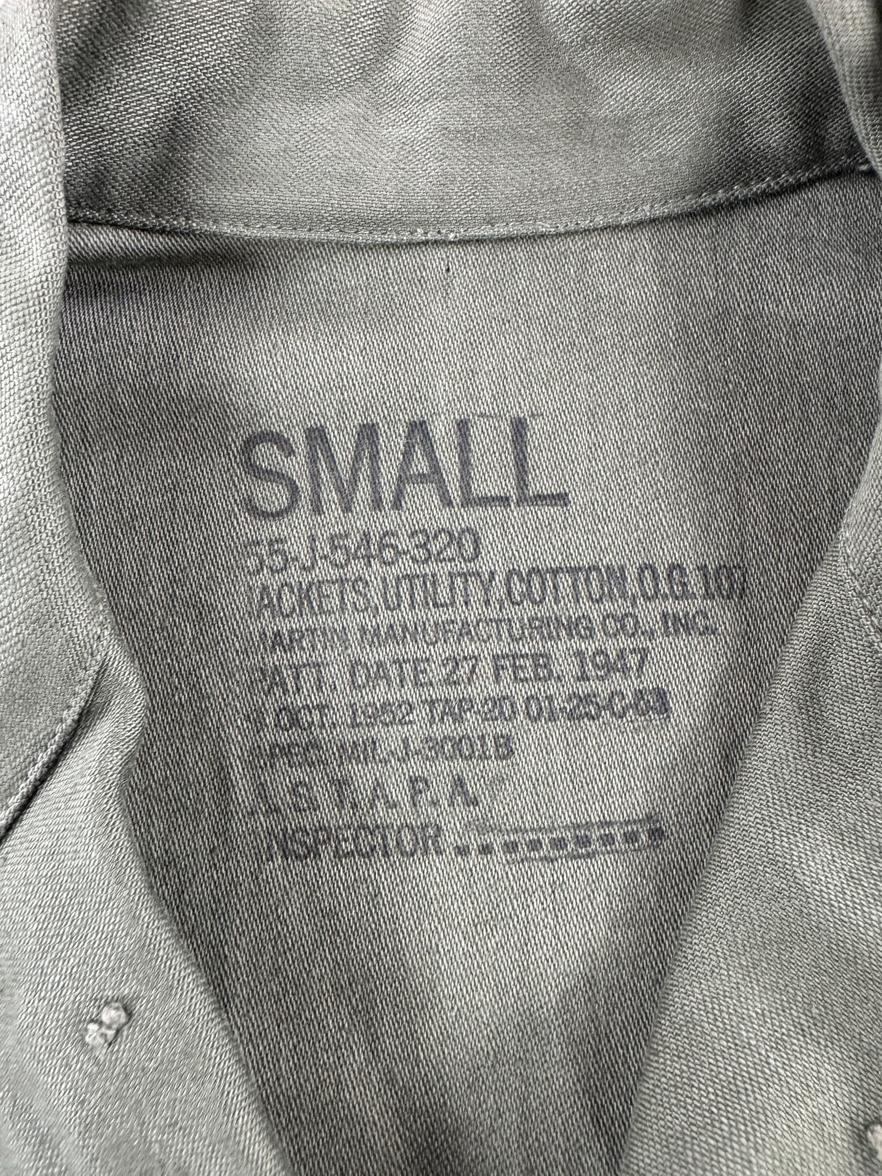 Size on Vintage Korean War OG 107 Top SZ S