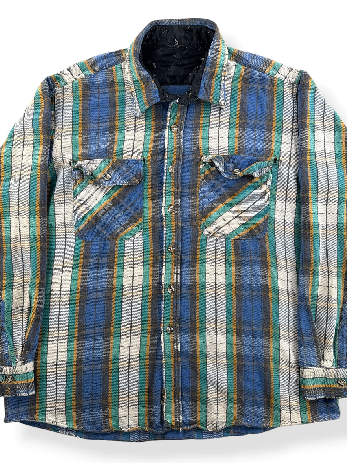 Close-up of Vintage 80s Thrashed Cotton Flannel SZ XL