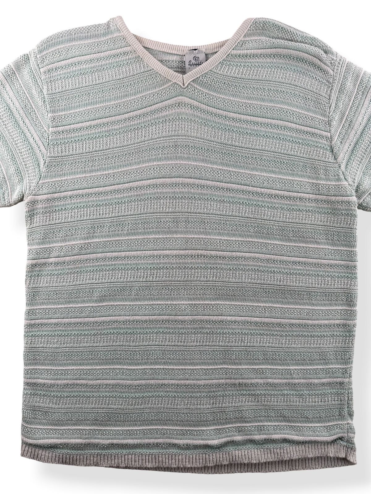 Close-up of Vintage Cascade Blues Knit Top SZ L