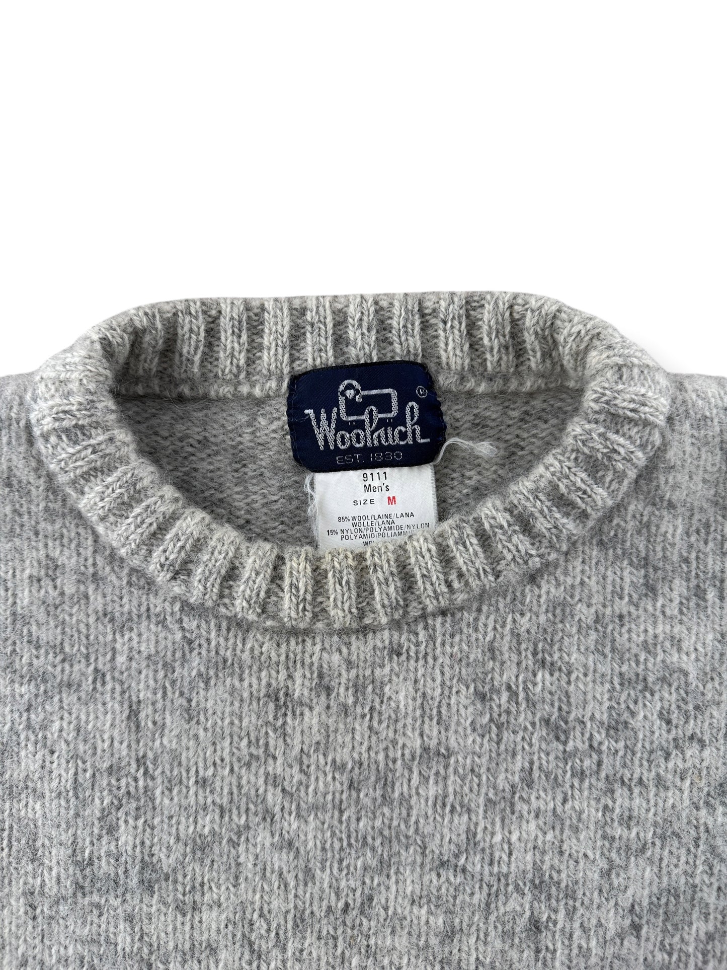 Collar on Vintage Woolrich Grey Wool Blend Sweater SZ M