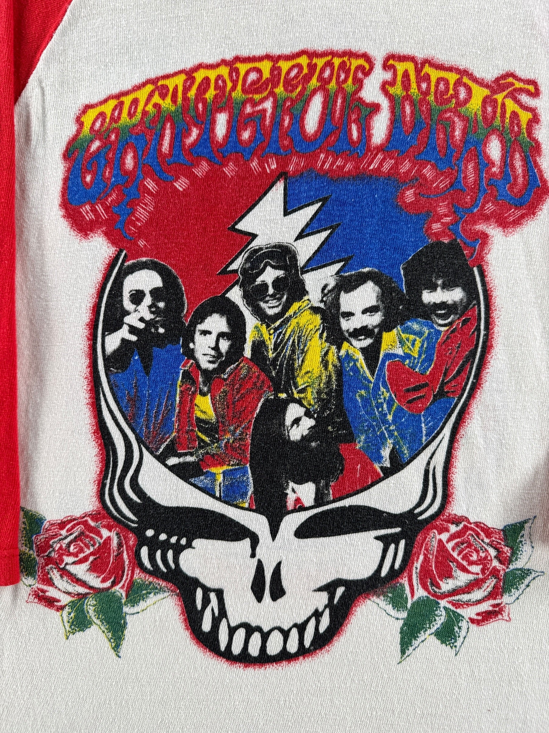 Graphic of Vintage Grateful Dead Let's Boogie Parking Lot Boot Raglan Tee SZ S