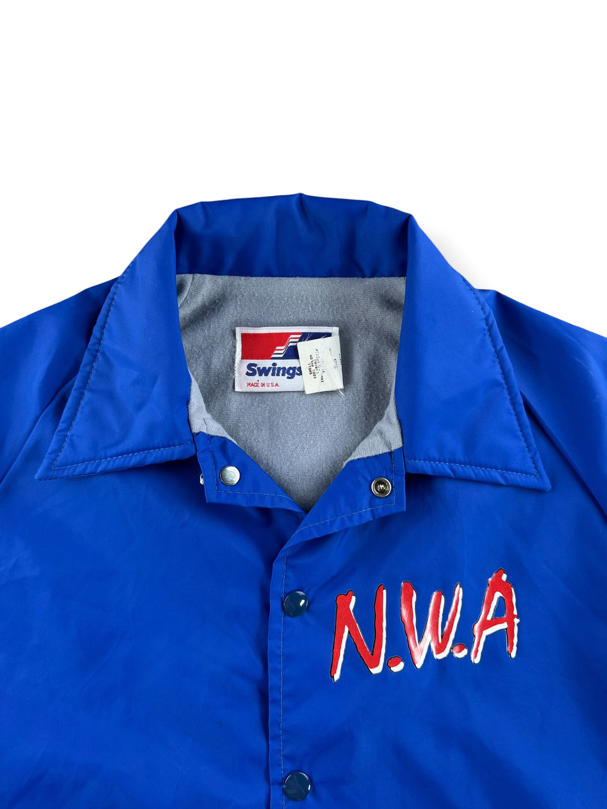 Collar on Vintage 80s/90s N.W.A. Heatpressed Windbreaker SZ S