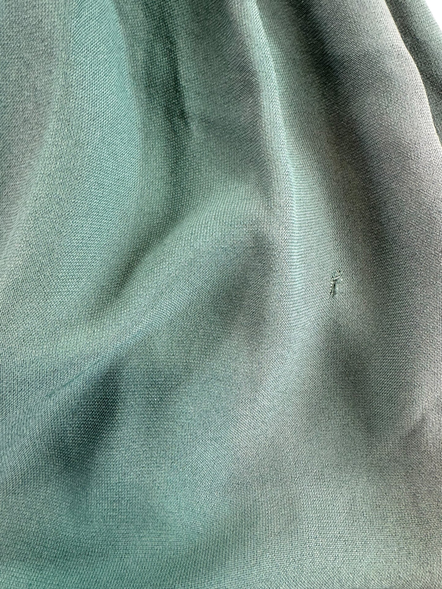 Small snag in skirt of 1940s Green Rayon Pleated Dress M