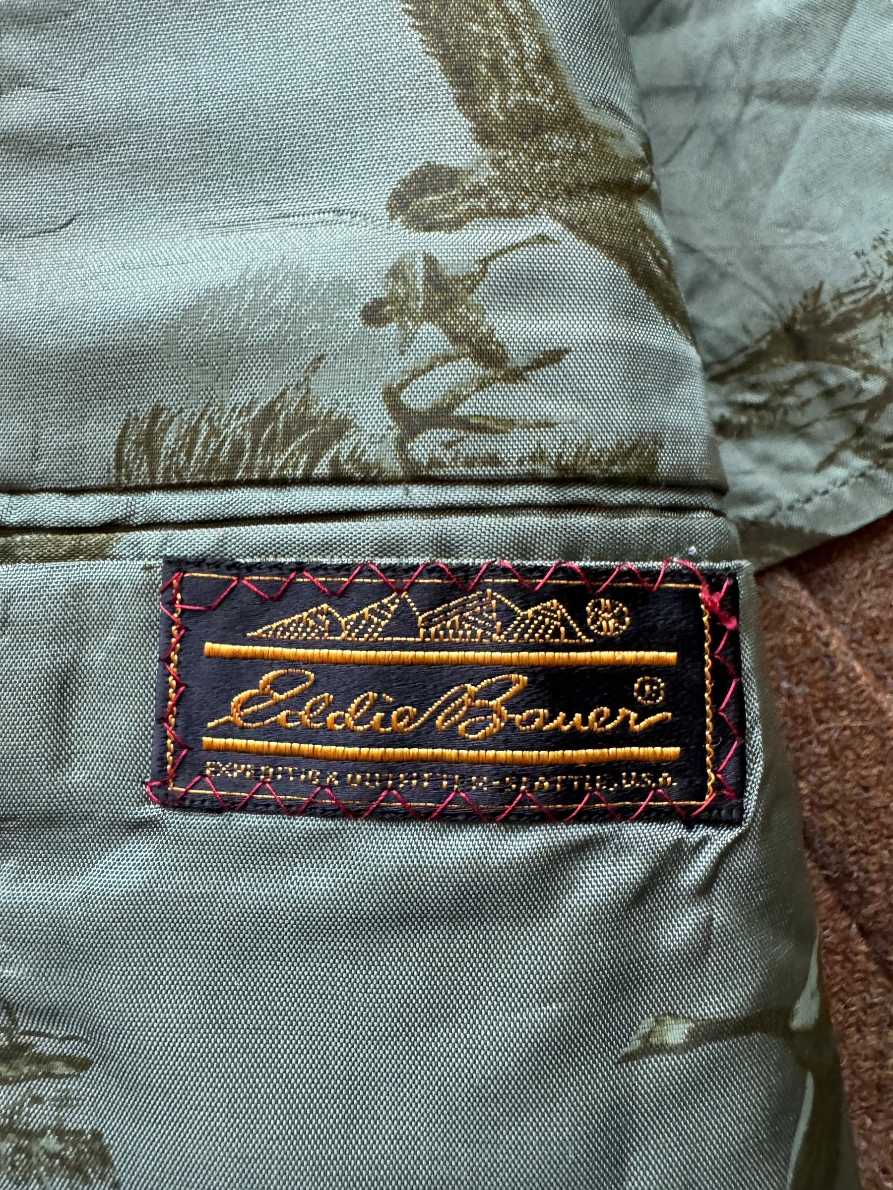 Label on Eddie Bauer Harris Tweed Sportcoat SZ L