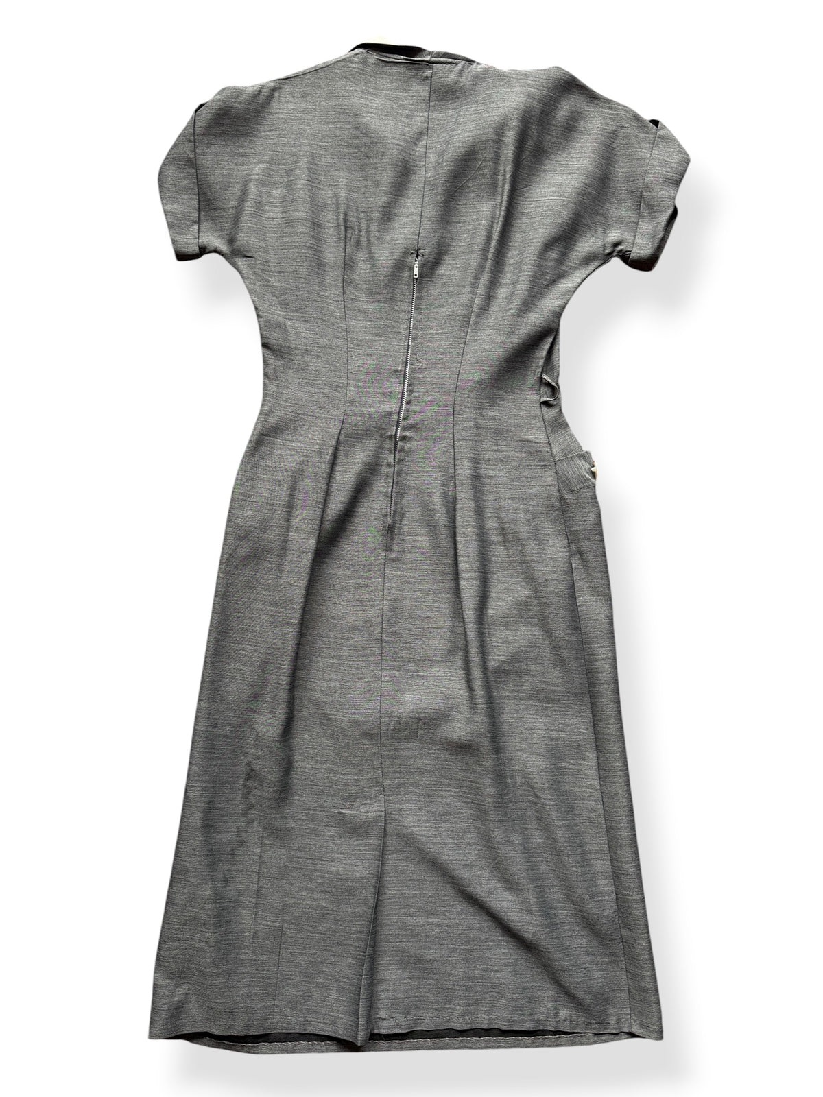 Back of Vintage Mid Century Pointed Collar Fit & Flare Dress SZ M
