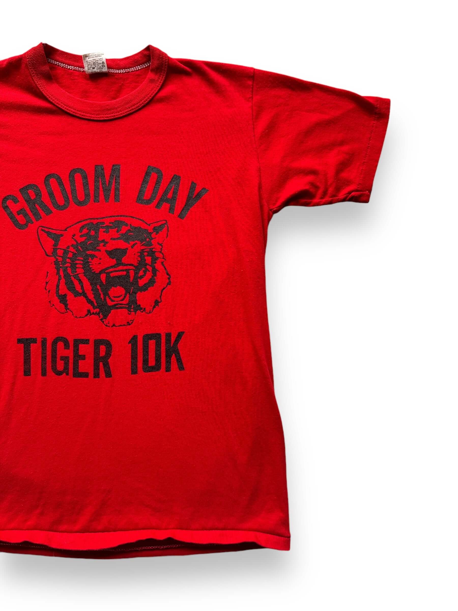 front left of Vintage Groom Day Tiger 10k Tee SZ S