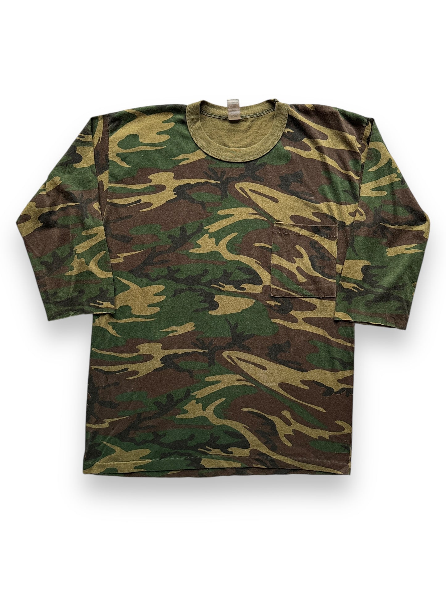 front of Vintage Camo 3/4 Sleeve Shirt XL