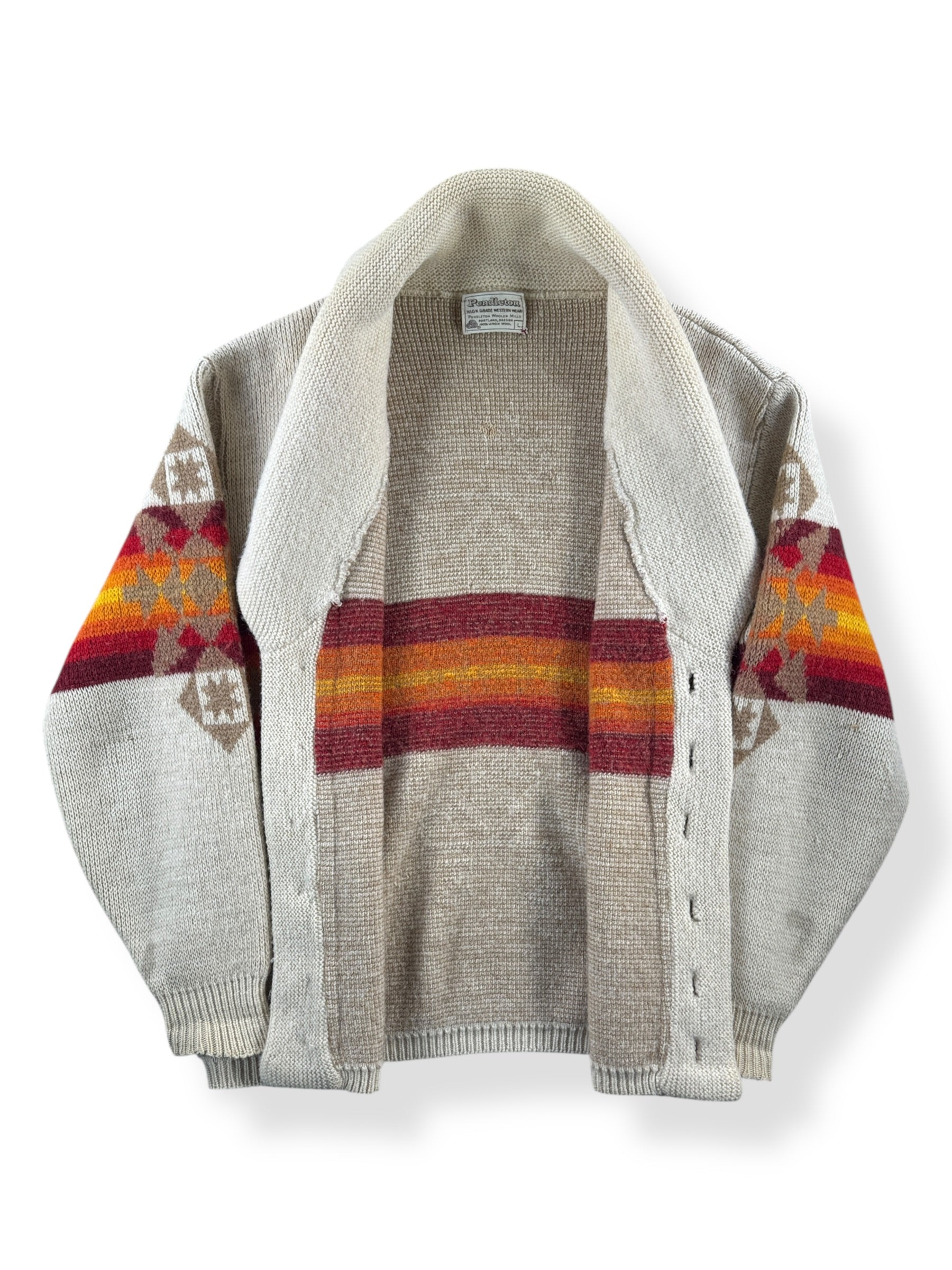 Inside of Vintage 70s Era Pendleton Western Wear Cardigan SZ L (Fits S/M)