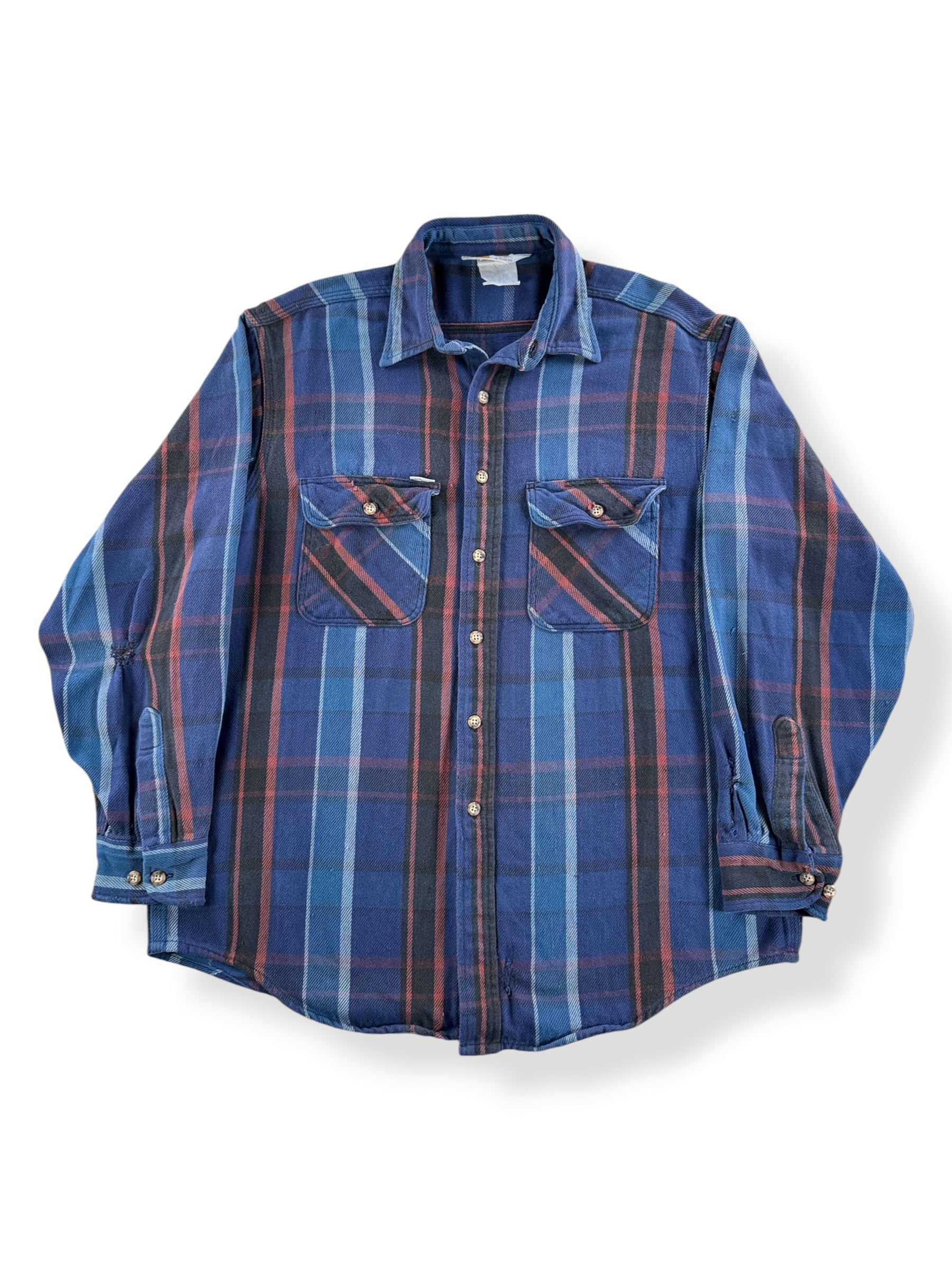 Front of Vintage Carhartt Navy Blue Cotton Flannel SZ XL