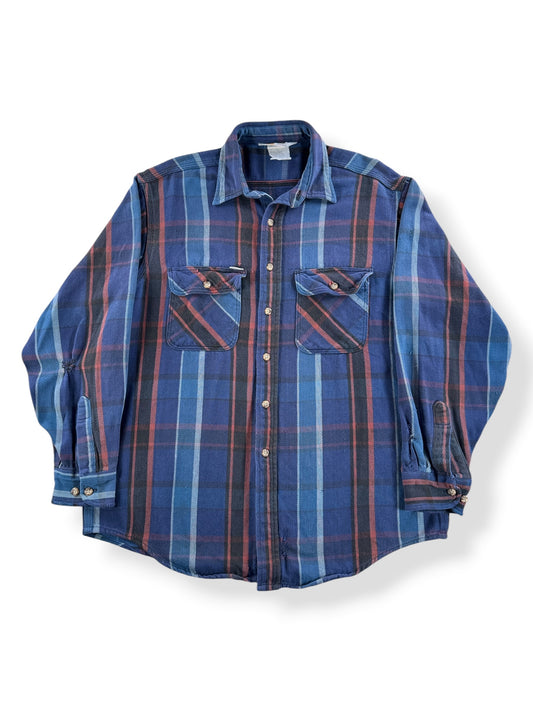 Front of Vintage Carhartt Navy Blue Cotton Flannel SZ XL