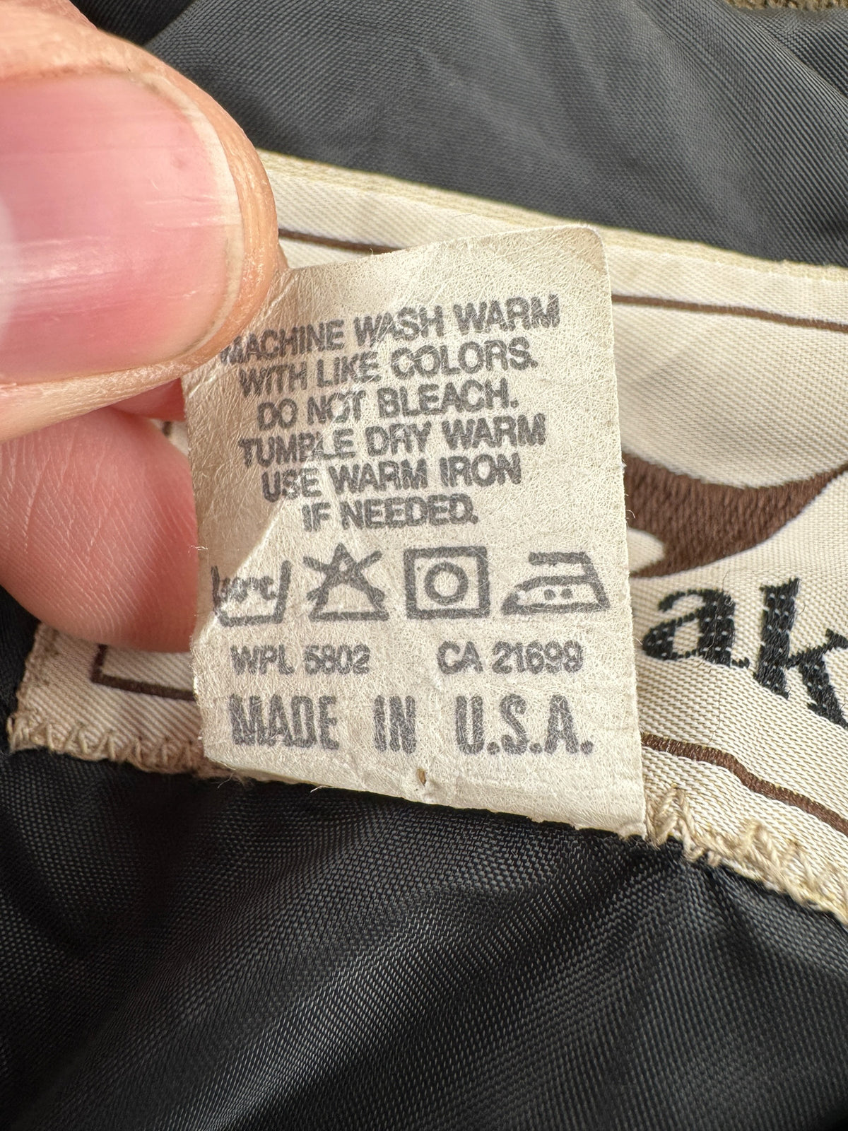 Tags on Vintage Duxbak Camo Bomber Jacket SZ XL