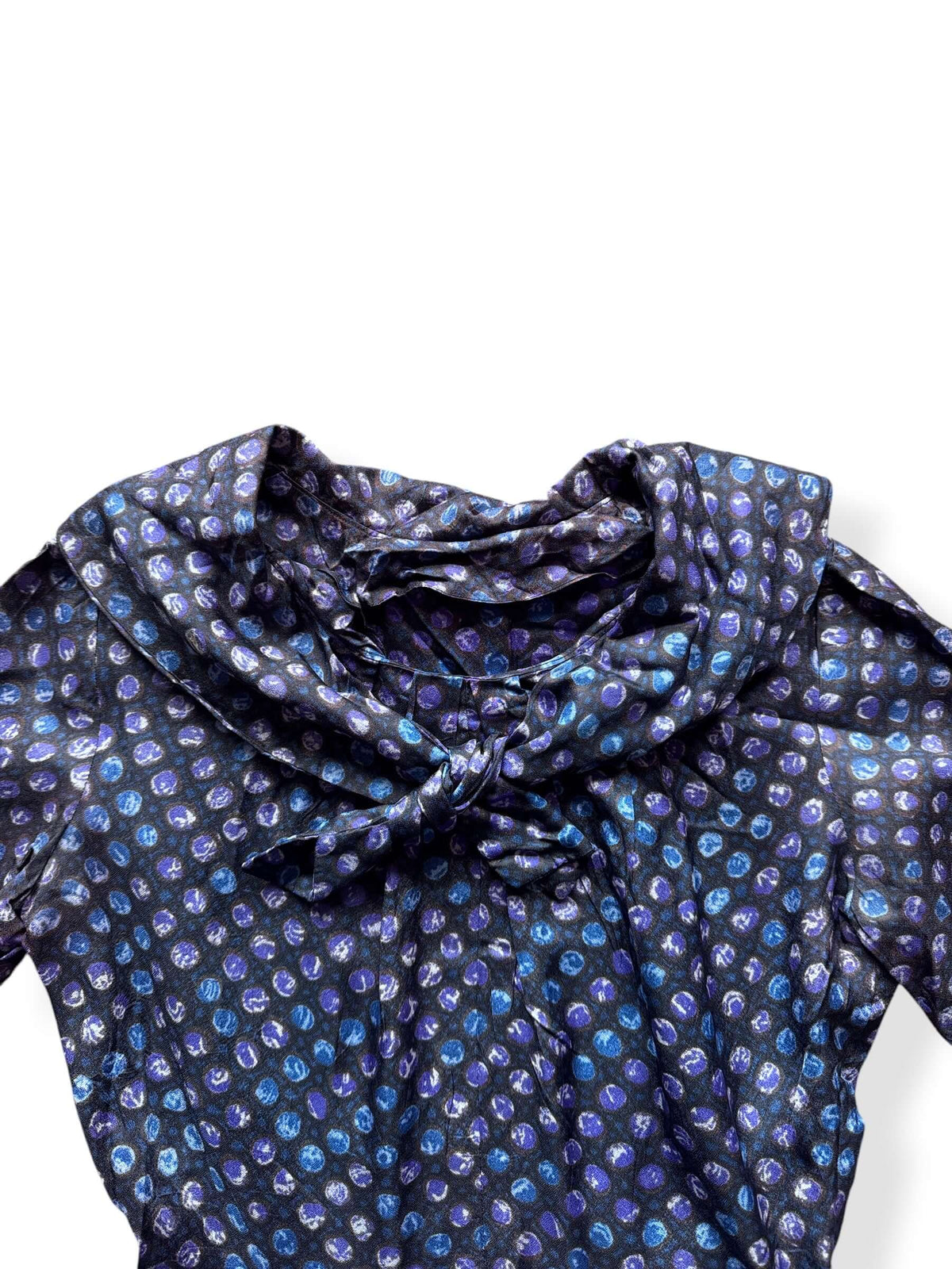 Collar on Vintage 40s-50s Fit and Flare Polka Dot Dress SZ S