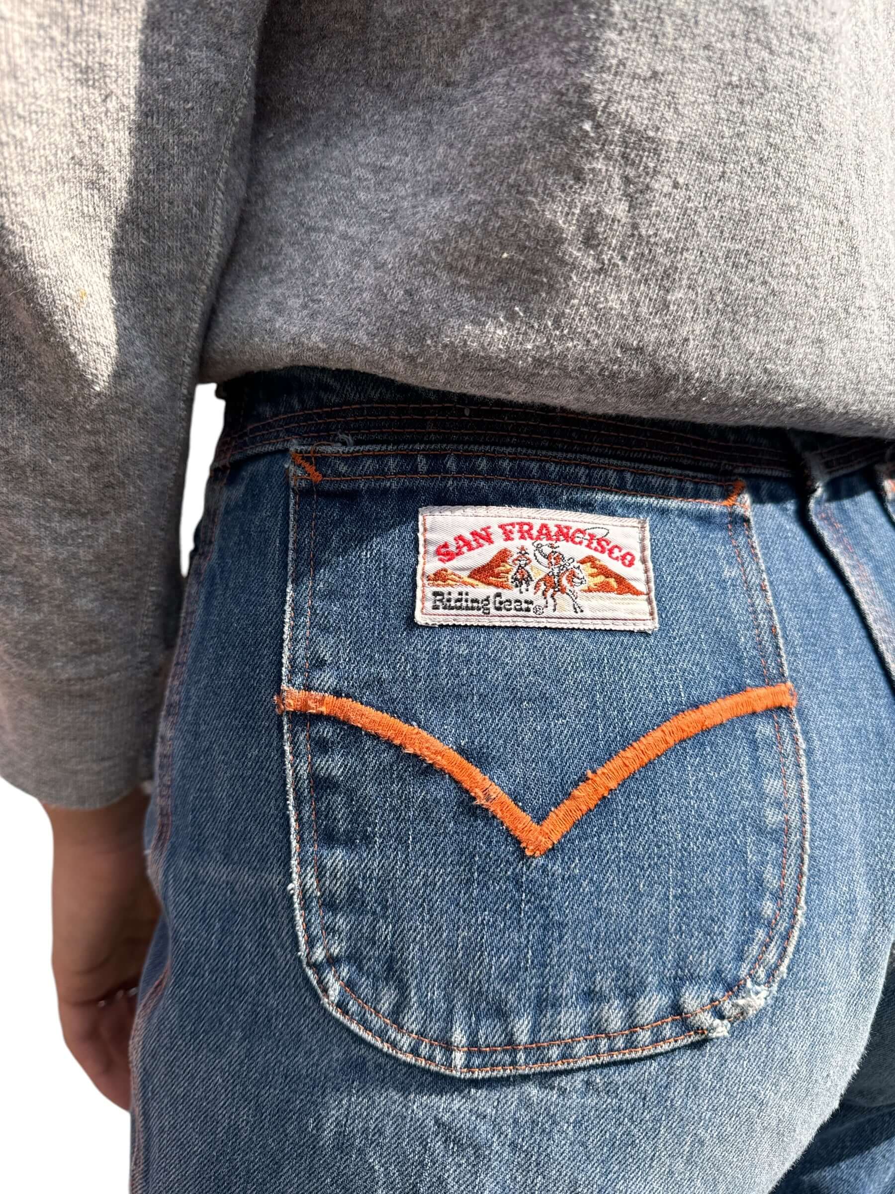 gongshow gear jeans Vintage 70s San Francisco Riding Gear Wide Leg Jeans W28 – The Barn Owl Vintage Goods