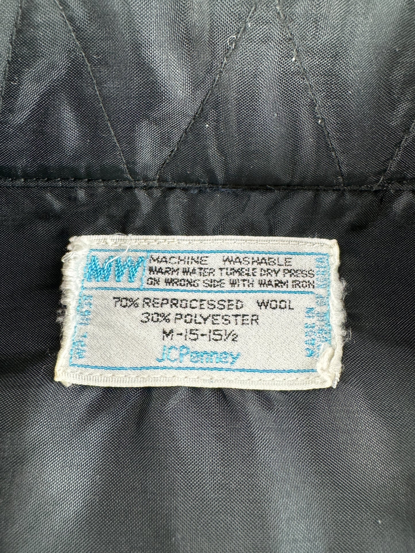 Tag on Vintage Penney's Wool Blend Shadow Plaid Flannel SZ M