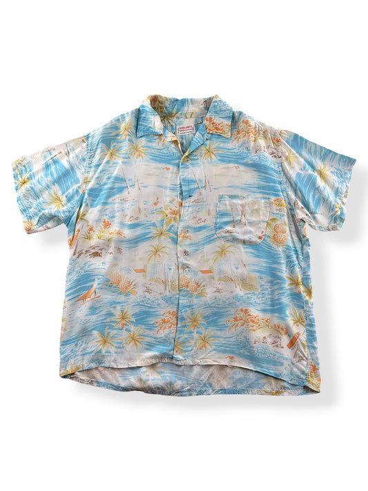 Front of Vintage Thrashed Aloha Shirt SZ L - AS IS