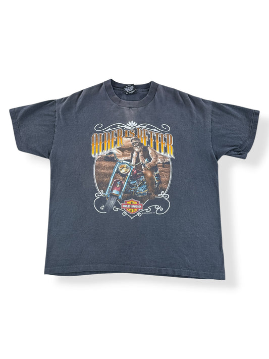 Front of Vintage 90s Harley Older Is Better Tee SZ XL