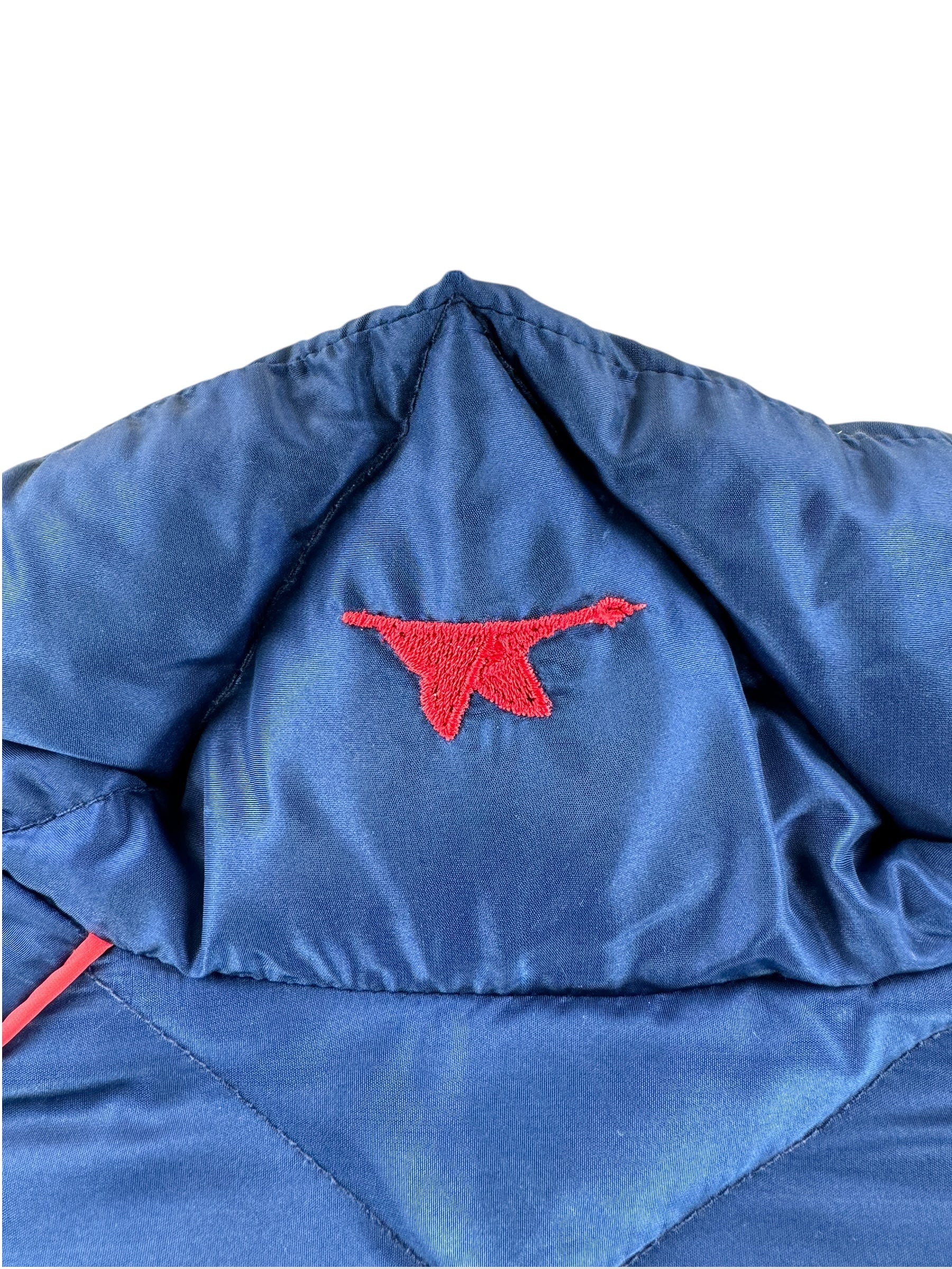 Embroidery on Vintage 80s Blue Puffer Ski Jacket SZ L