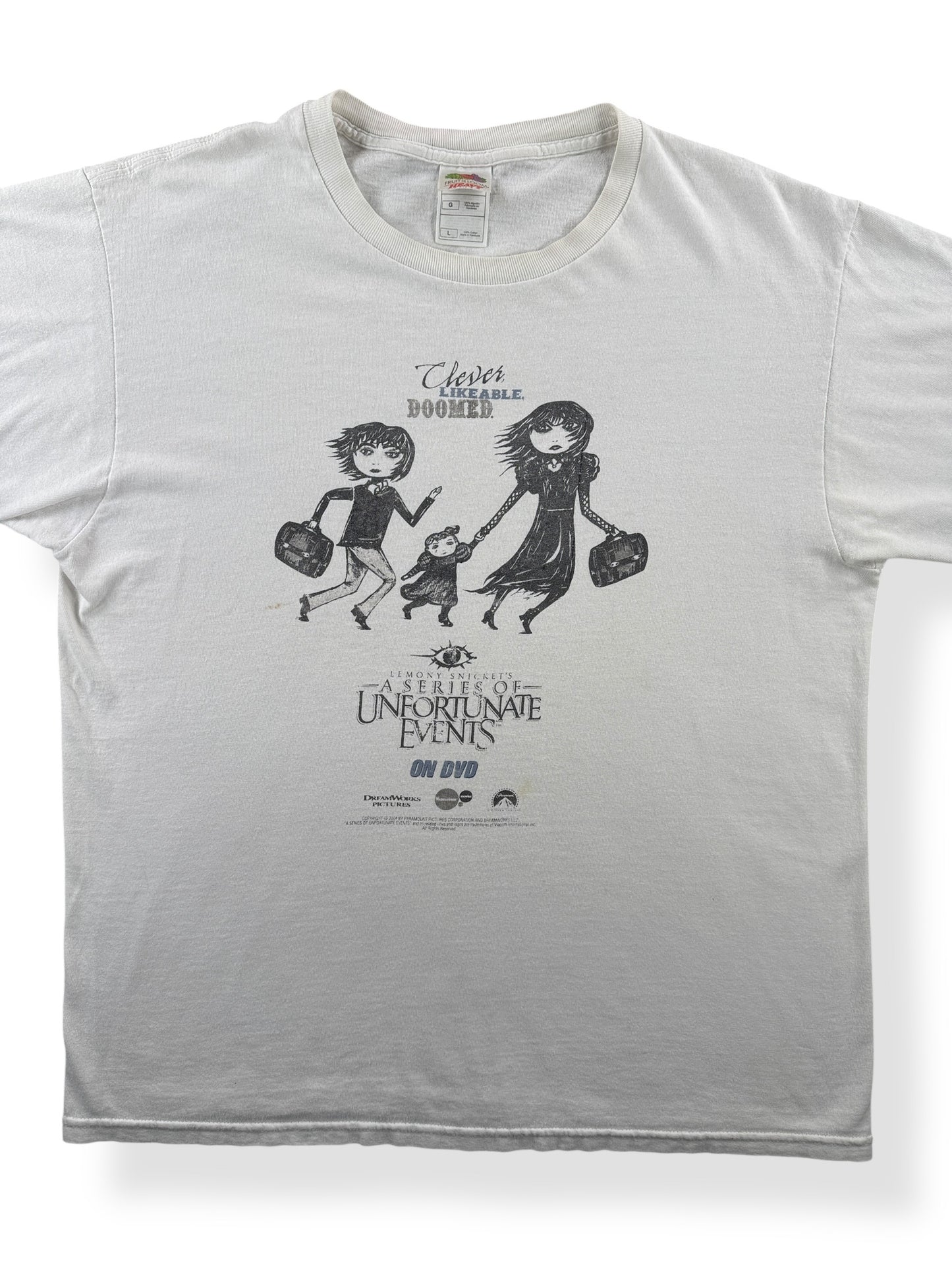 Front Close Up of Vintage A Series Of Unfortunate Events Tee SZ L